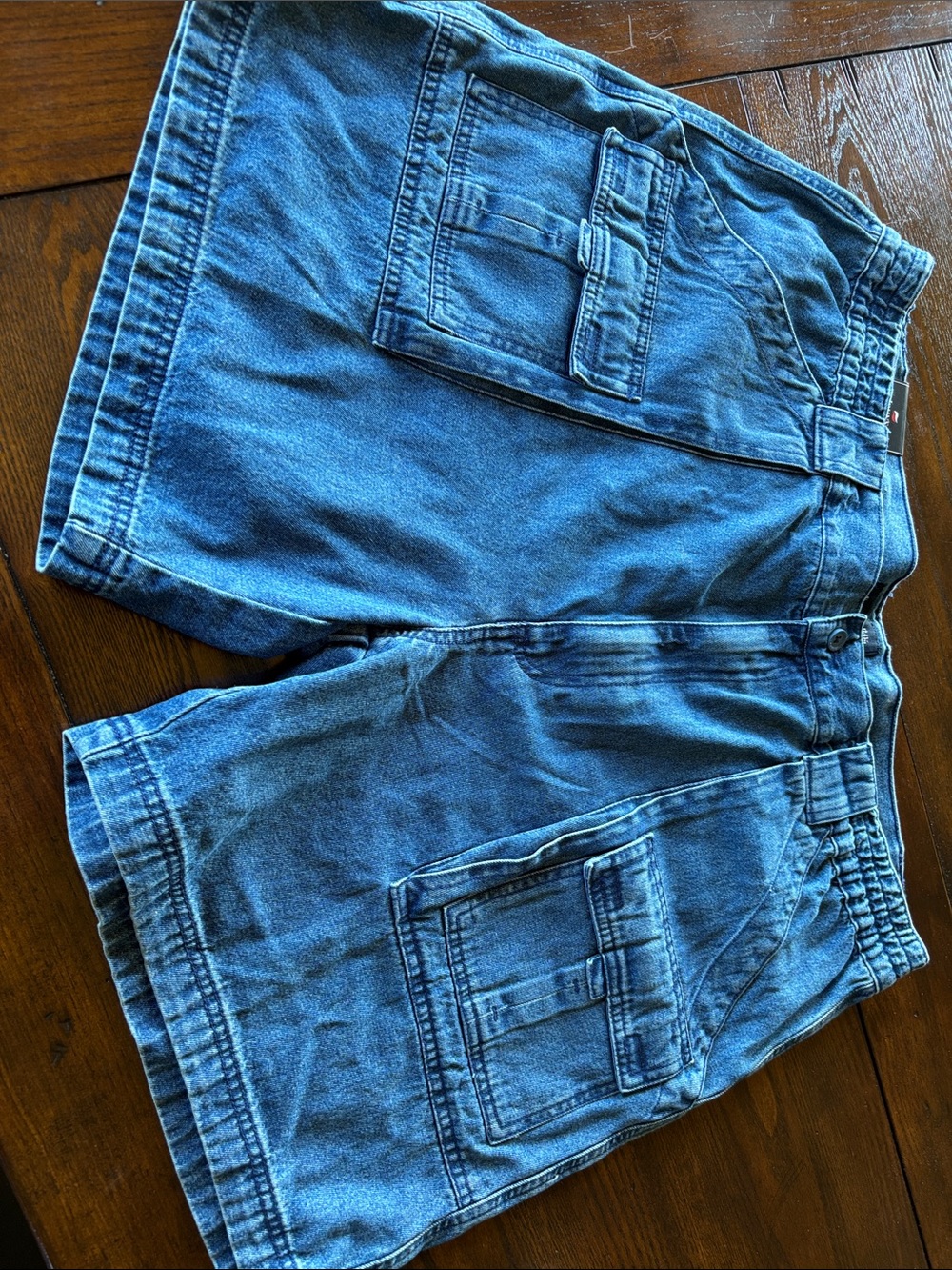 St. John's Bay Blue Denim Cargo Shorts with Patch Pockets